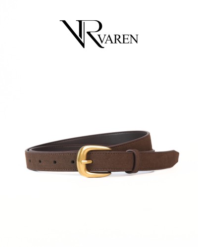 Dây Nịt Unisex Màu Nâu Cafe Bản Dây 2.4cm Da Lộn Micfrofiber cao cấp - Thắt Lưng VAREN Terra 01 N