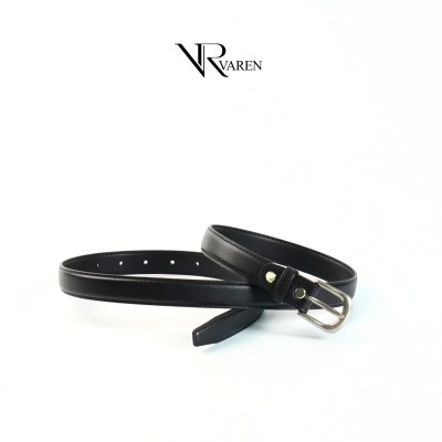 Thắt Lưng Bản Nhỏ 2.3cm Unisex Da Bò Thật Khóa Hợp Kim Bạc Mờ Dây Nịt LS02